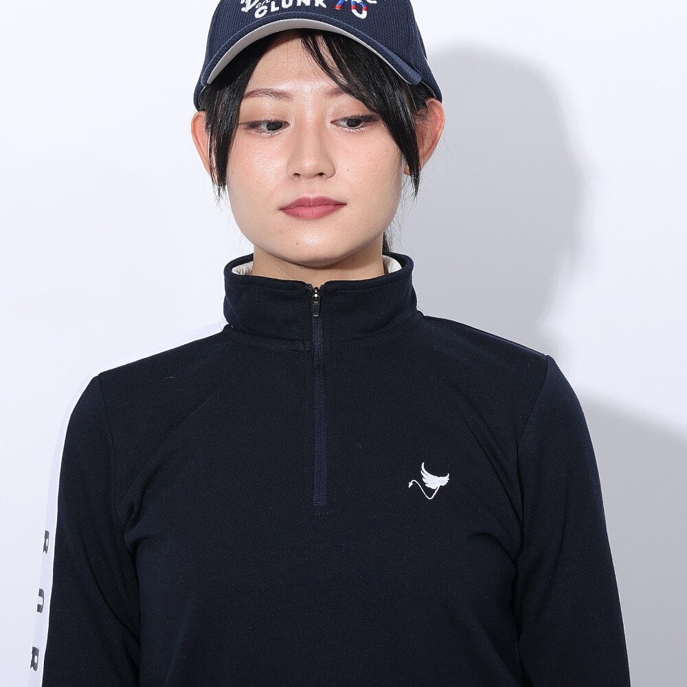 クランク（CLUNK）（レディース）ゴルフウェア 吸湿発熱 ハイネックハーフジップシャツ CL5SUG07 NVY