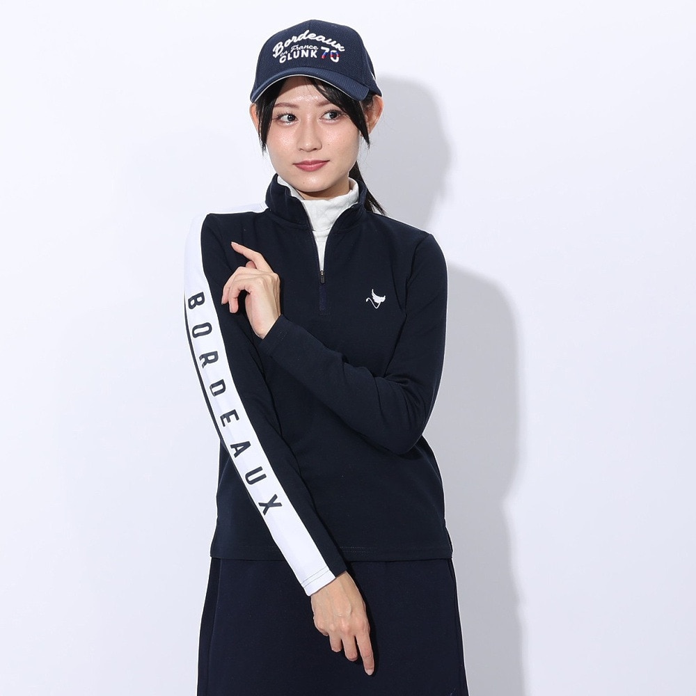 クランク（CLUNK）（レディース）ゴルフウェア 吸湿発熱 ハイネックハーフジップシャツ CL5SUG07 NVY