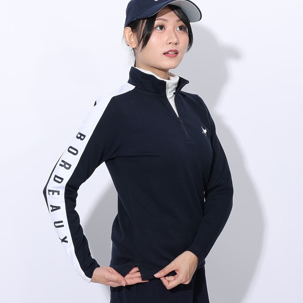 クランク（CLUNK）（レディース）ゴルフウェア 吸湿発熱 ハイネックハーフジップシャツ CL5SUG07 NVY