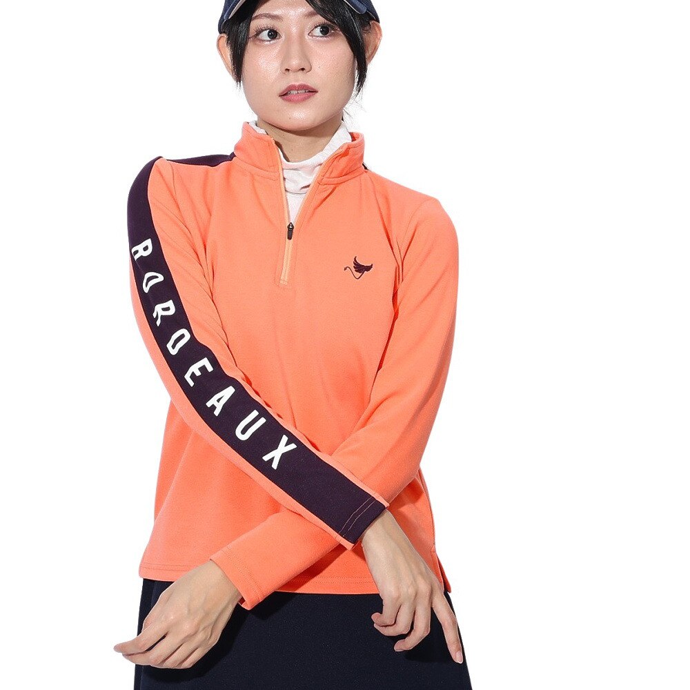 クランク（CLUNK）（レディース）ゴルフウェア 吸湿発熱 ハイネックハーフジップシャツ CL5SUG07 ORG