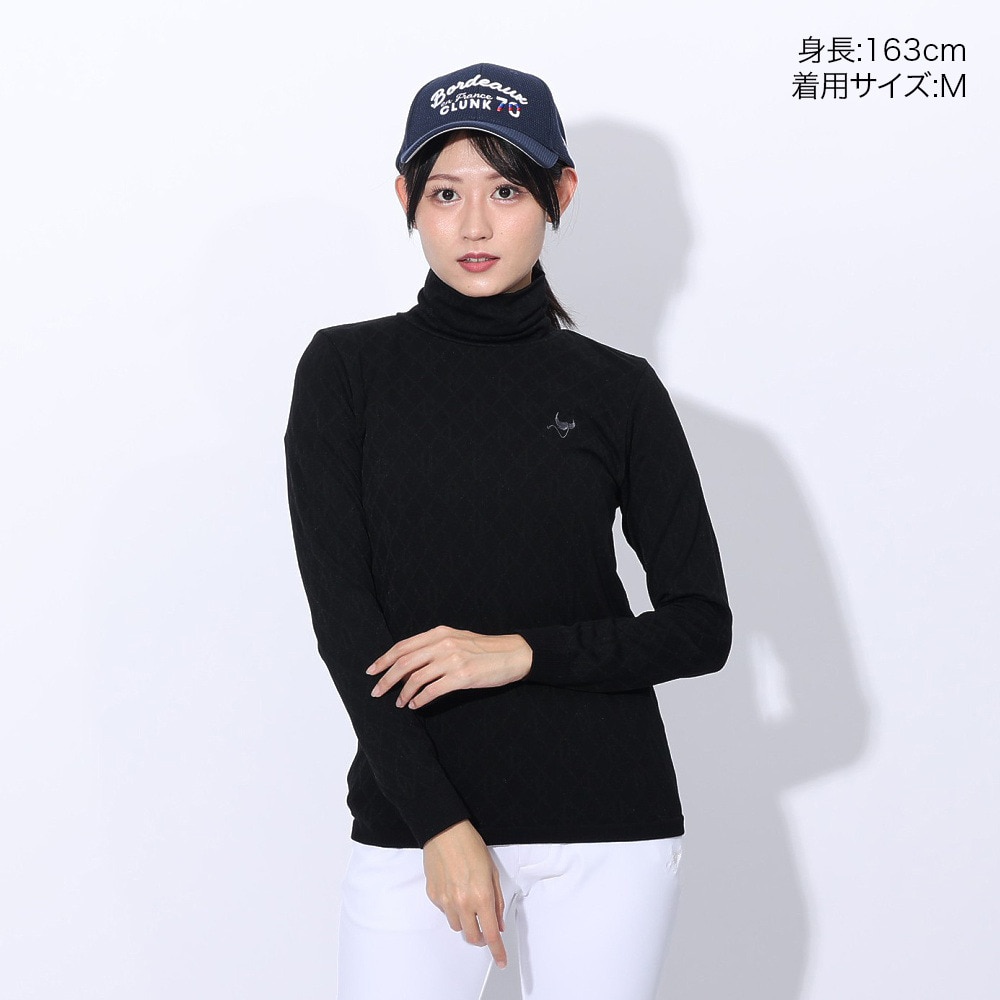 クランク（CLUNK）（レディース）ゴルフウェア 発熱 長袖 成形ジャガードニットシャツ CL5SUG17 BLK