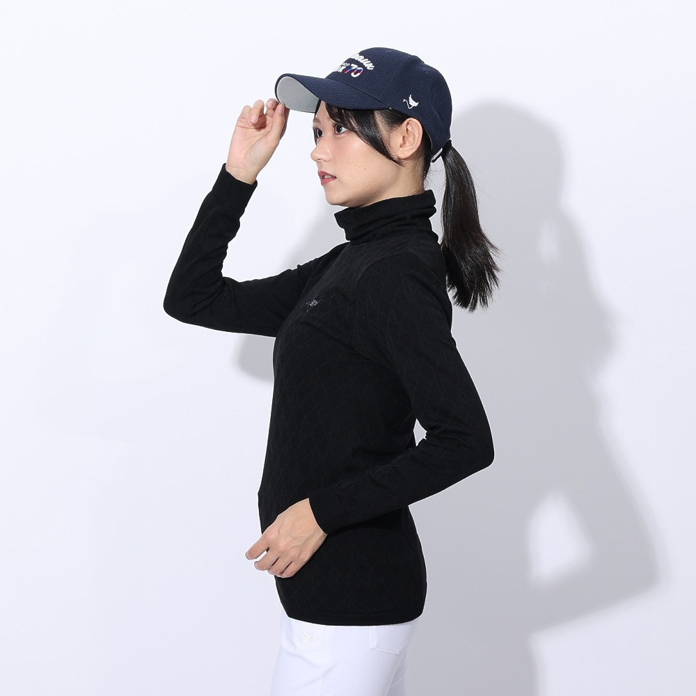 クランク（CLUNK）（レディース）ゴルフウェア 発熱 長袖 成形ジャガードニットシャツ CL5SUG17 BLK