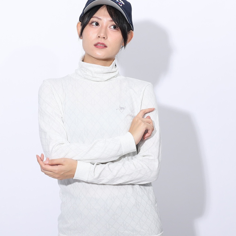 クランク（CLUNK）（レディース）ゴルフウェア 発熱 長袖 成形ジャガードニットシャツ CL5SUG17 WHT