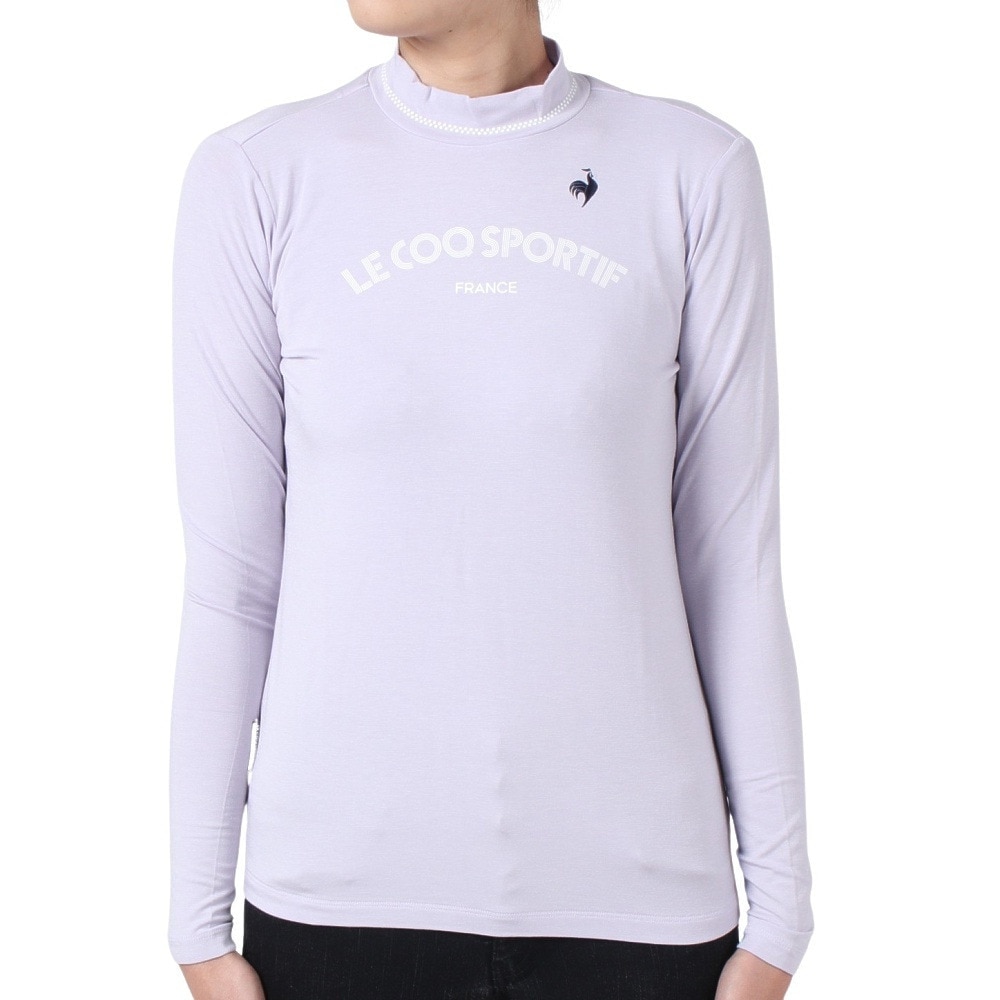 ルコックスポルティフ（lecoqsportif）（レディース）ゴルフウェア ストレッチフォーサー ハイネックロゴ裏起毛長袖シャツ QGWWJB07 PP00