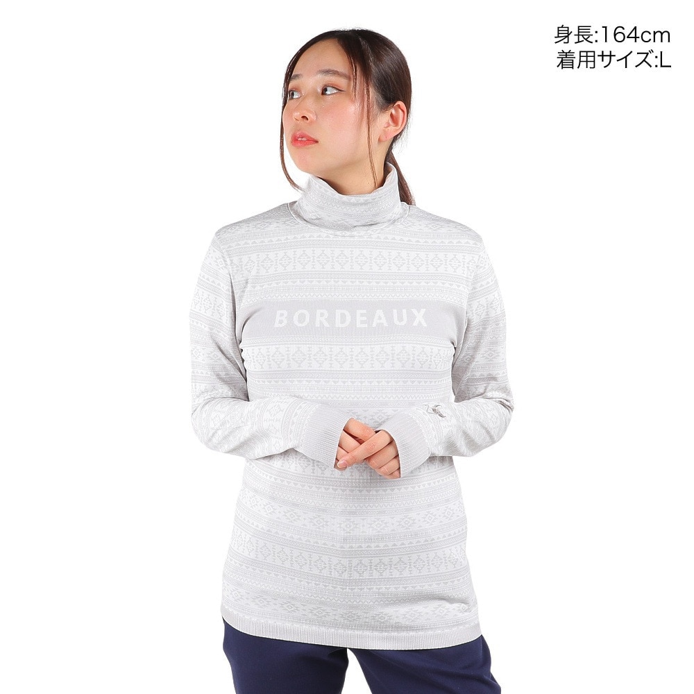 クランク（CLUNK）（レディース）ゴルフウェア 発熱 長袖 成型ジャガードハイネックシャツ ヒートクロス CL5QUG20 GRY
