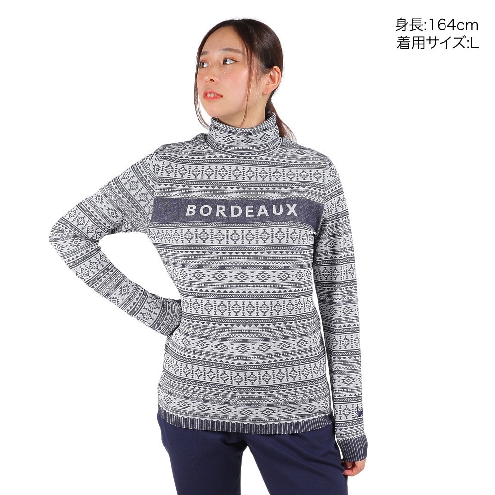 クランク（CLUNK）（レディース）ゴルフウェア 発熱 長袖 成型ジャガードハイネックシャツ ヒートクロス CL5QUG20 WHT