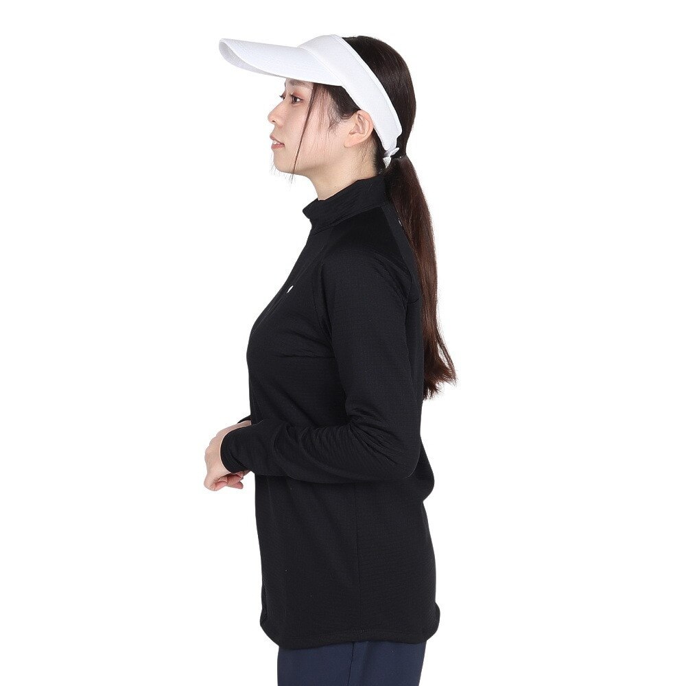 ルコックスポルティフ（lecoqsportif）（レディース）ゴルフウェア 保温 ストレッチフォーサー 長袖裏グリッドモックネックシャツ LG4FLS52L BK00