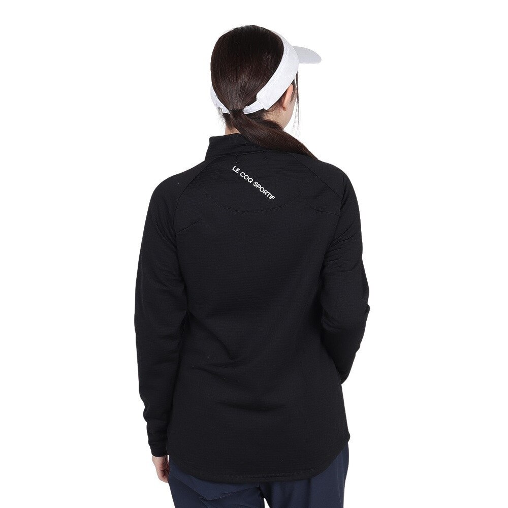 ルコックスポルティフ（lecoqsportif）（レディース）ゴルフウェア 保温 ストレッチフォーサー 長袖裏グリッドモックネックシャツ LG4FLS52L BK00