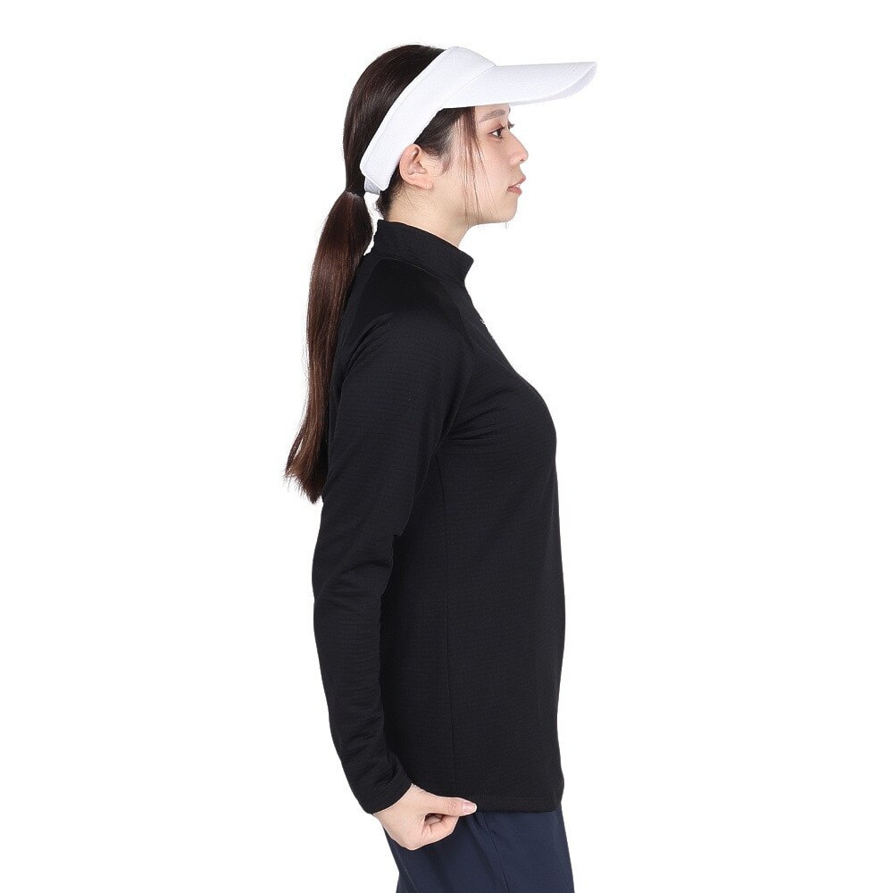 ルコックスポルティフ（lecoqsportif）（レディース）ゴルフウェア 保温 ストレッチフォーサー 長袖裏グリッドモックネックシャツ LG4FLS52L BK00