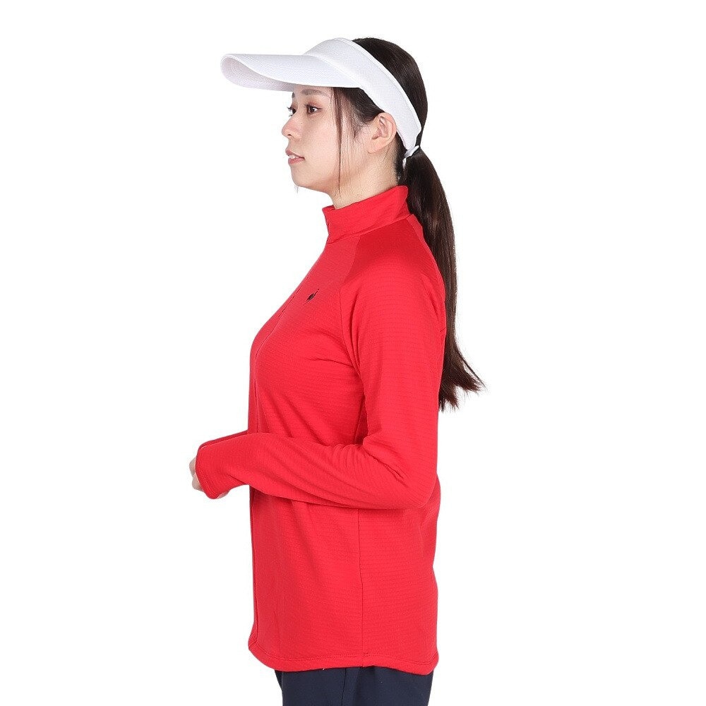 ルコックスポルティフ（lecoqsportif）（レディース）ゴルフウェア 保温 ストレッチフォーサー 長袖裏グリッドモックネックシャツ LG4FLS52L RD00