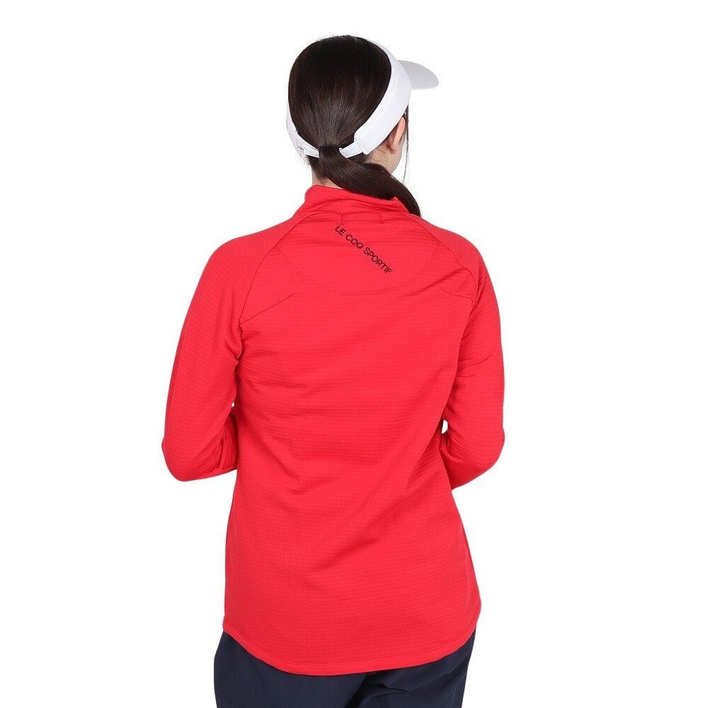 ルコックスポルティフ（lecoqsportif）（レディース）ゴルフウェア 保温 ストレッチフォーサー 長袖裏グリッドモックネックシャツ LG4FLS52L RD00