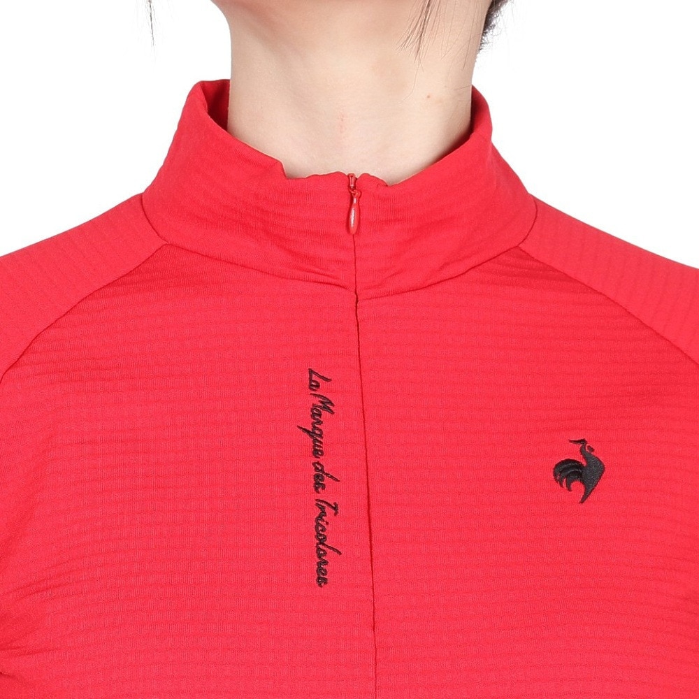 ルコックスポルティフ（lecoqsportif）（レディース）ゴルフウェア 保温 ストレッチフォーサー 長袖裏グリッドモックネックシャツ LG4FLS52L RD00