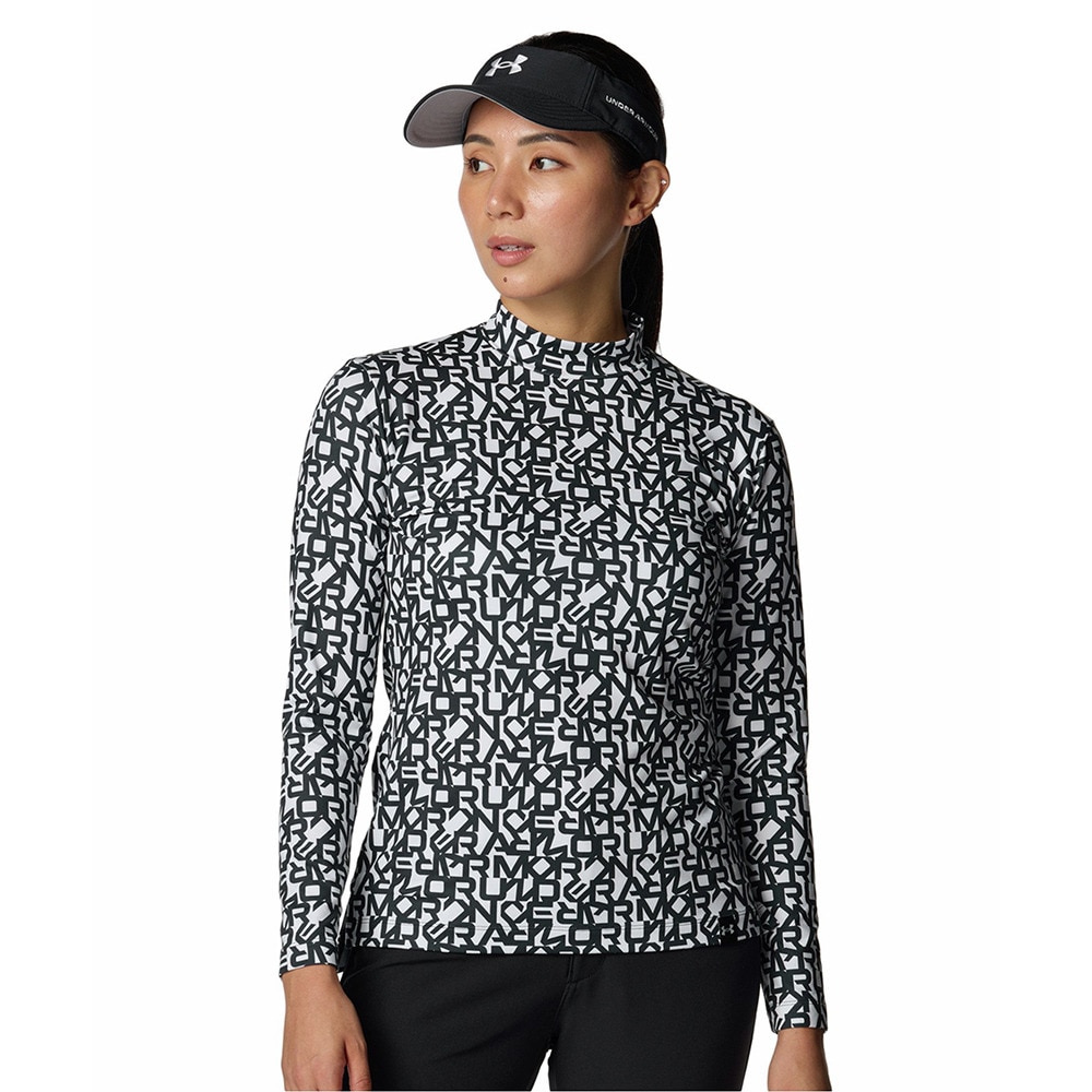 アンダーアーマー（UNDER ARMOUR）（レディース）ゴルフウェア ライブ アーマーニット プリント ロングスリーブ モックネック シャツ 6008806 001