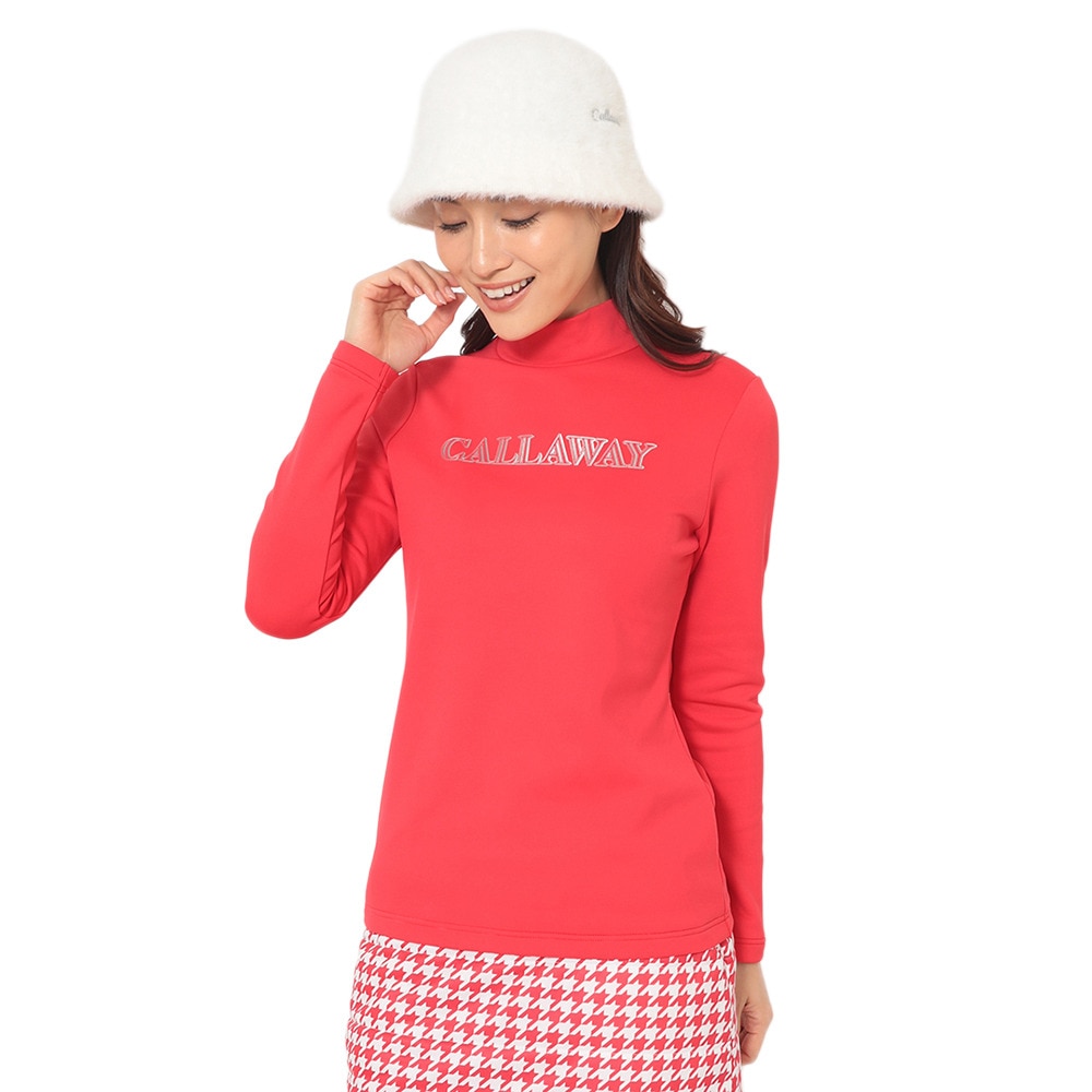 裏起毛ダブルニット長袖モックネックシャツ