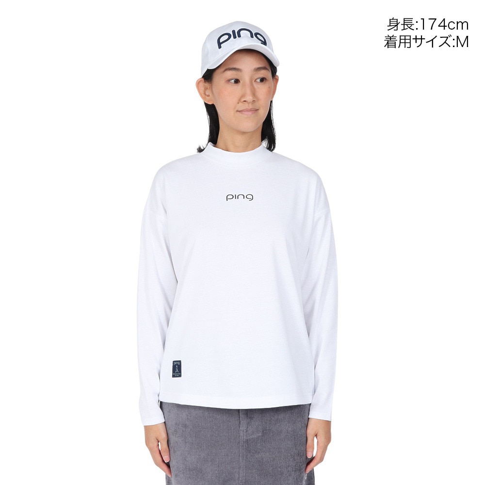 ピン（PING）（レディース）ゴルフウェア 引き揃え天竺ドライミックス長袖ハイネックカットソー 622-5266800-030