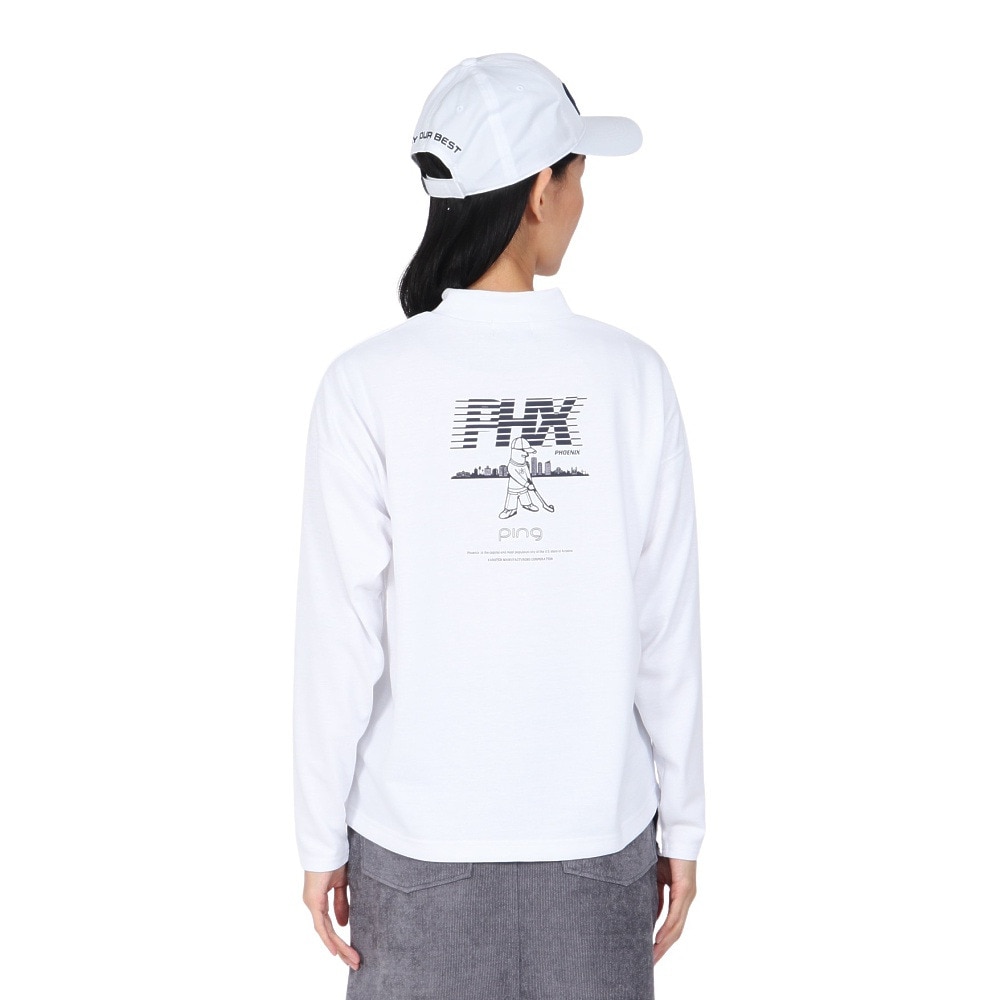 ピン（PING）（レディース）ゴルフウェア 引き揃え天竺ドライミックス長袖ハイネックカットソー 622-5266800-030