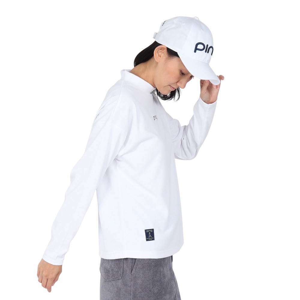 ピン（PING）（レディース）ゴルフウェア 引き揃え天竺ドライミックス長袖ハイネックカットソー 622-5266800-030