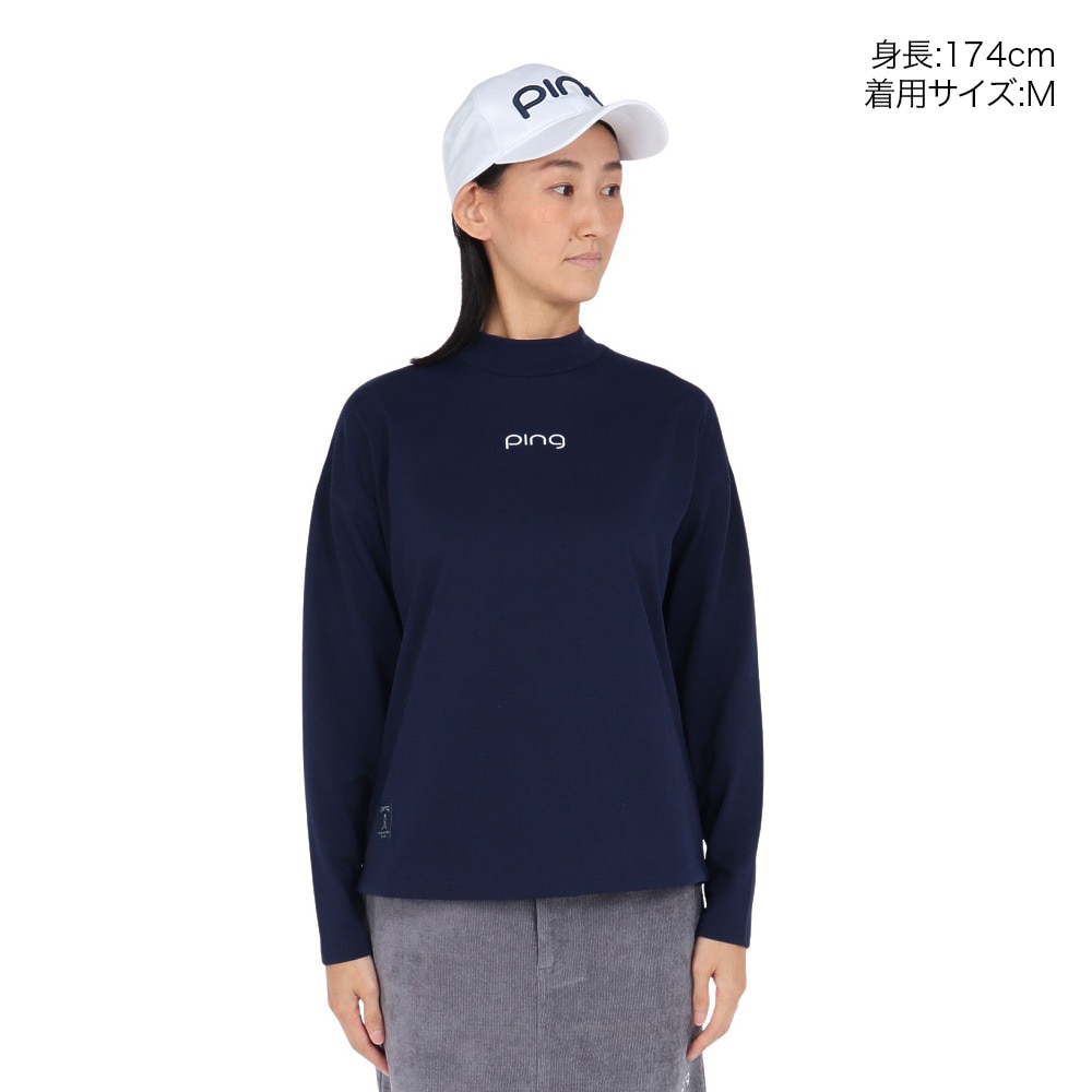 ピン（PING）（レディース）ゴルフウェア 引き揃え天竺ドライミックス長袖ハイネックカットソー 622-5266800-120