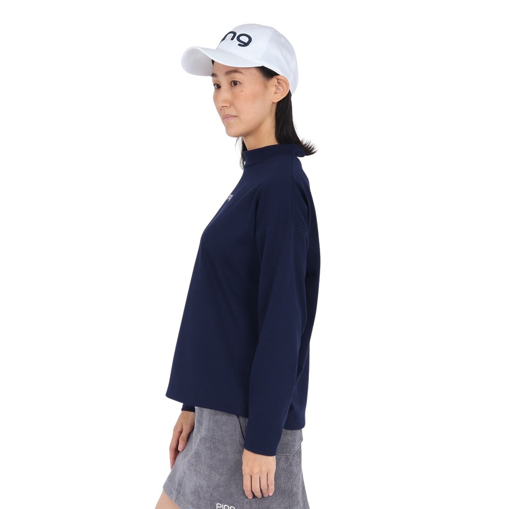 ピン（PING）（レディース）ゴルフウェア 引き揃え天竺ドライミックス長袖ハイネックカットソー 622-5266800-120