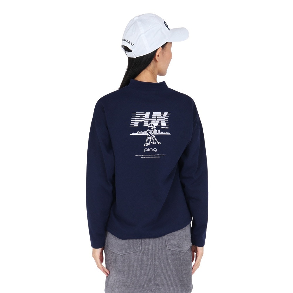 ピン（PING）（レディース）ゴルフウェア 引き揃え天竺ドライミックス長袖ハイネックカットソー 622-5266800-120