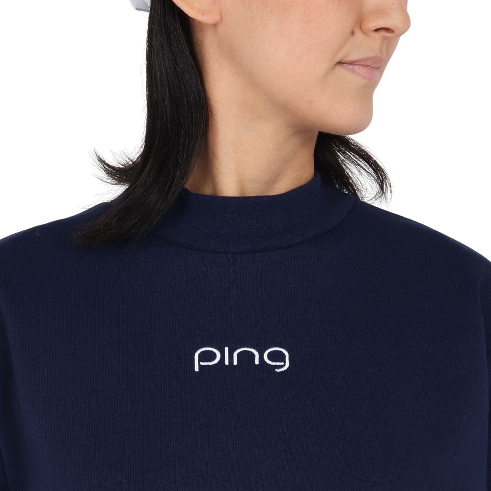 ピン（PING）（レディース）ゴルフウェア 引き揃え天竺ドライミックス長袖ハイネックカットソー 622-5266800-120