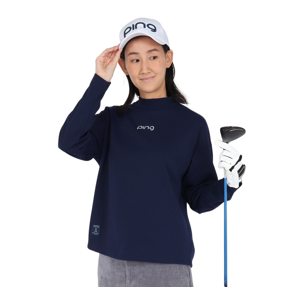 ピン（PING）（レディース）ゴルフウェア 引き揃え天竺ドライミックス長袖ハイネックカットソー 622-5266800-120
