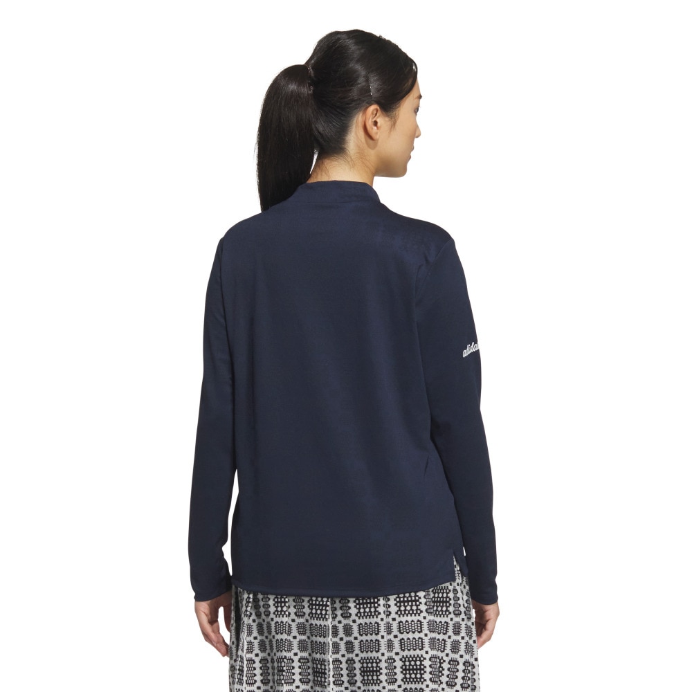 アディダス（adidas）（レディース）ゴルフウェア ジャカード モックネック長袖ポロシャツ JWJ97-JM2995 NVY