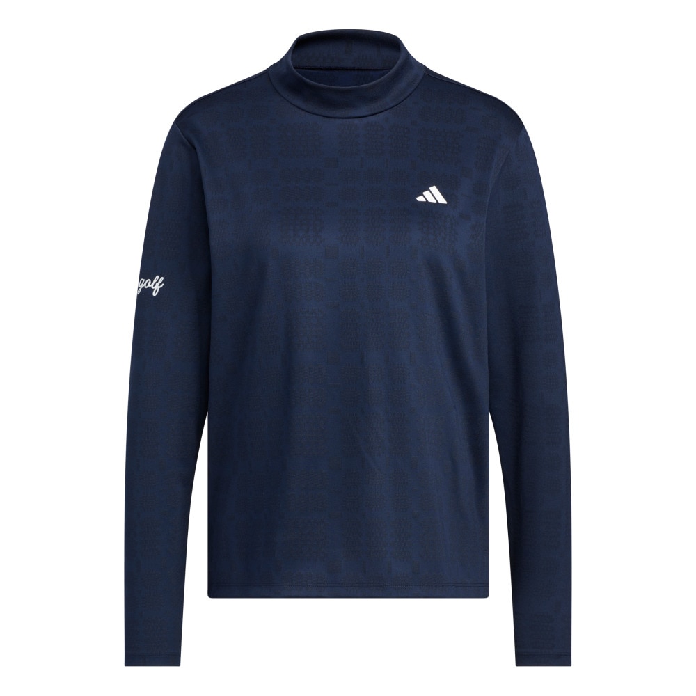 アディダス（adidas）（レディース）ゴルフウェア ジャカード モックネック長袖ポロシャツ JWJ97-JM2995 NVY