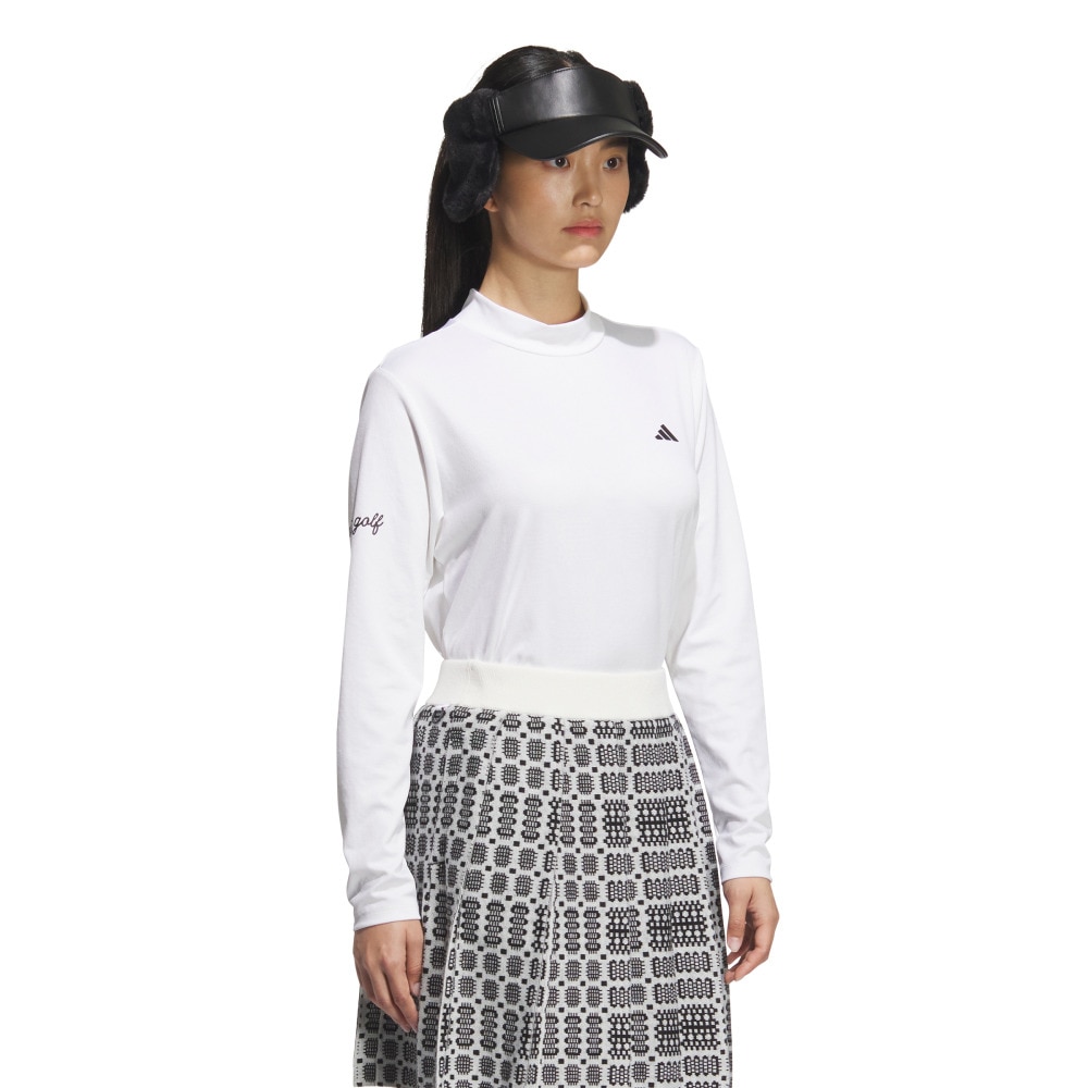 アディダス（adidas）（レディース）ゴルフウェア ジャカード モックネック長袖ポロシャツ JWJ97-JM2996 W