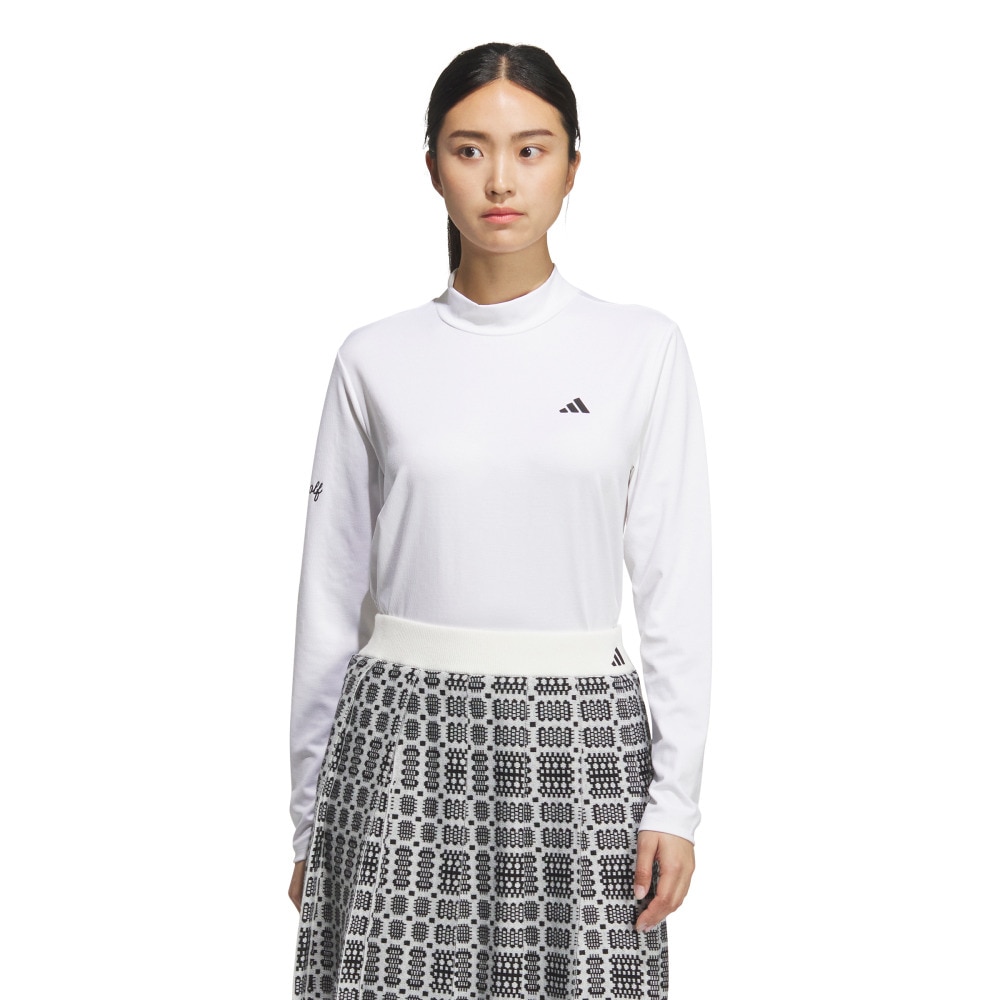 アディダス（adidas）（レディース）ゴルフウェア ジャカード モックネック長袖ポロシャツ JWJ97-JM2996 W