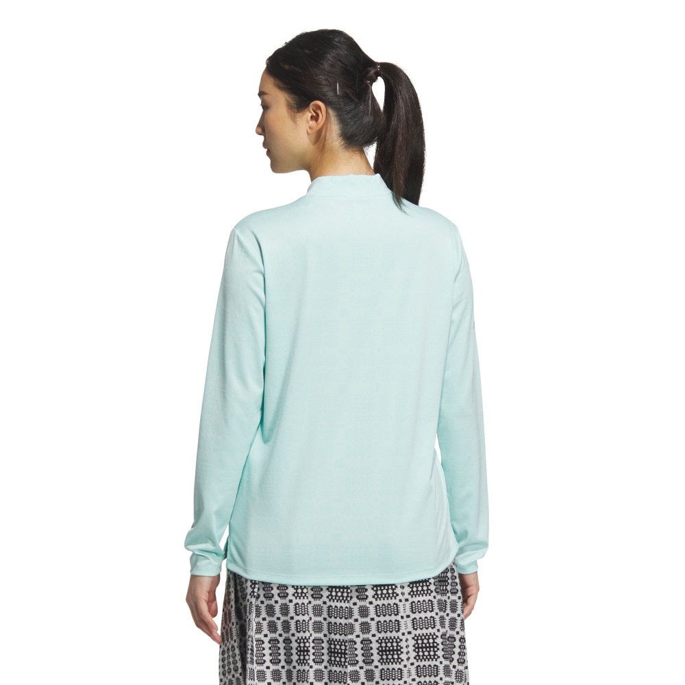 アディダス（adidas）（レディース）ゴルフウェア ジャカード モックネック長袖ポロシャツ JWJ97-JM7171 LBLU