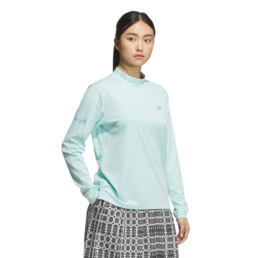 アディダス（adidas）（レディース）ゴルフウェア ジャカード モックネック長袖ポロシャツ JWJ97-JM7171 LBLU