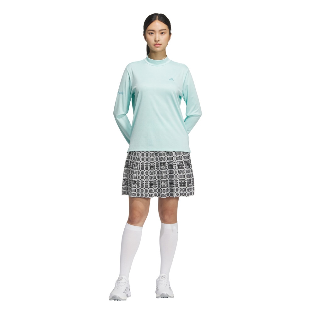 アディダス（adidas）（レディース）ゴルフウェア ジャカード モックネック長袖ポロシャツ JWJ97-JM7171 LBLU