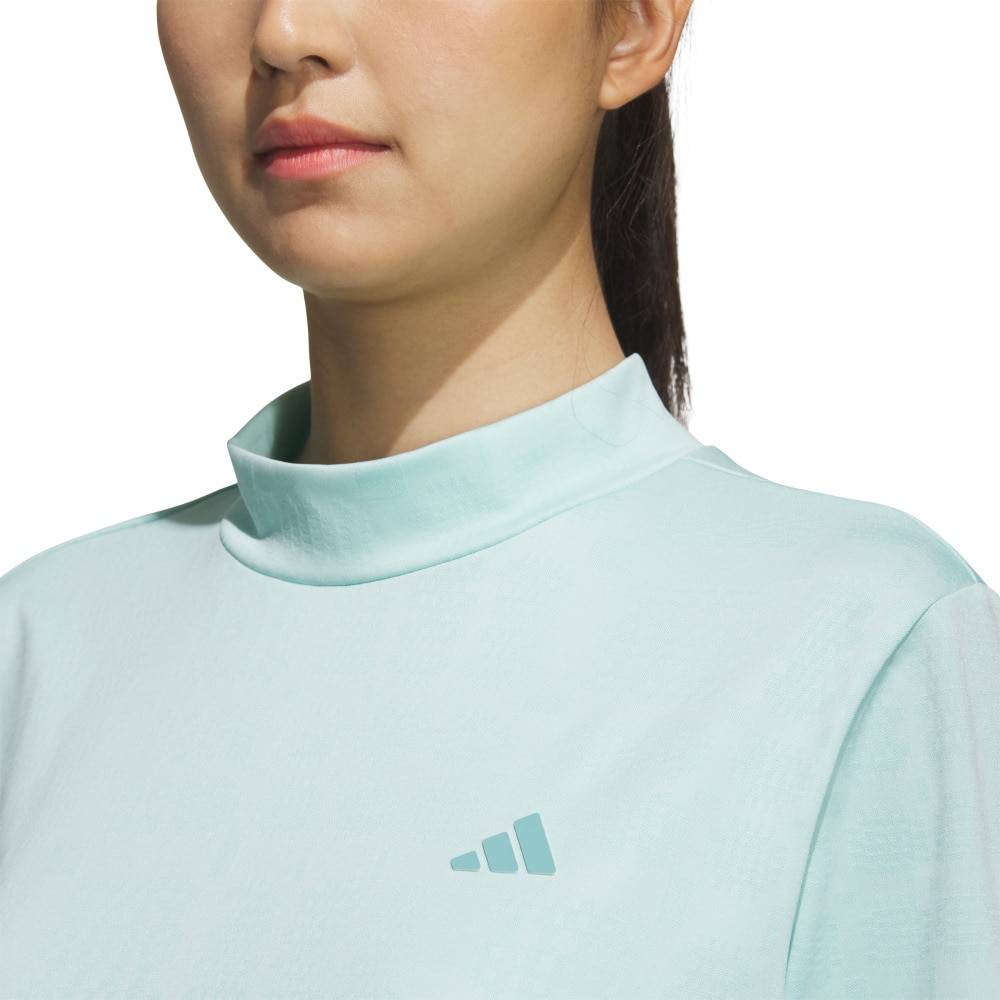 アディダス（adidas）（レディース）ゴルフウェア ジャカード モックネック長袖ポロシャツ JWJ97-JM7171 LBLU