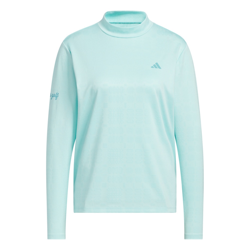 アディダス（adidas）（レディース）ゴルフウェア ジャカード モックネック長袖ポロシャツ JWJ97-JM7171 LBLU