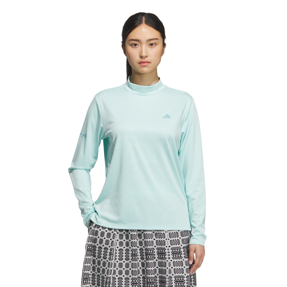 アディダス（adidas）（レディース）ゴルフウェア ジャカード モックネック長袖ポロシャツ JWJ97-JM7171 LBLU