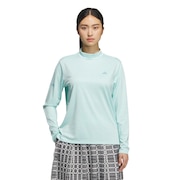 (レディース)ゴルフウェア ジャカード モックネック長袖ポロシャツ JWJ97-JM7171 LBLU