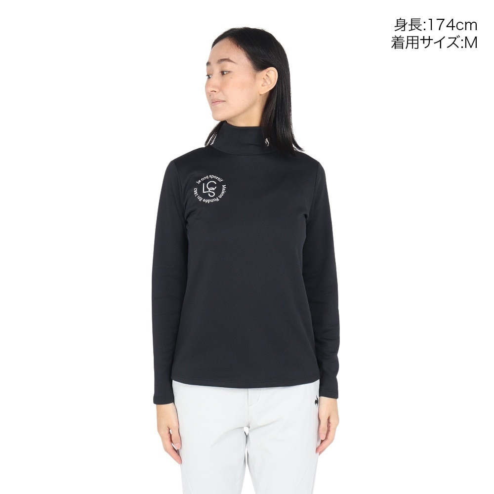 ルコックスポルティフ（lecoqsportif）（レディース）ゴルフウェア 防寒 ヒートナビ 長袖 ハイネックシャツ LG4FLS81L BK00
