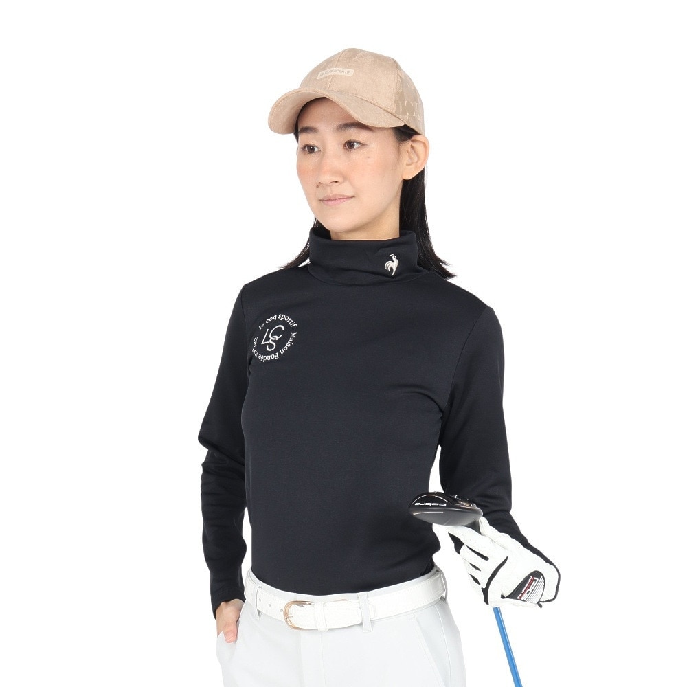 ルコックスポルティフ（lecoqsportif）（レディース）ゴルフウェア 防寒 ヒートナビ 長袖 ハイネックシャツ LG4FLS81L BK00