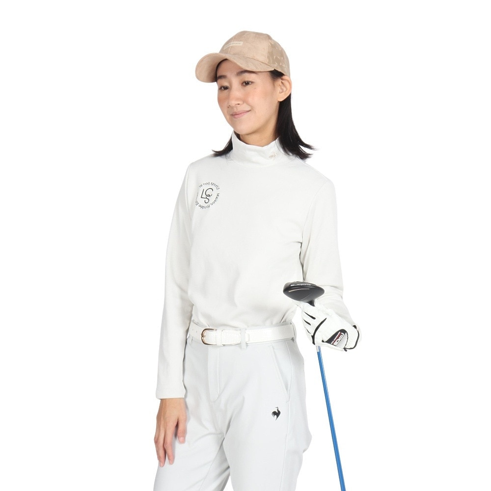 ルコックスポルティフ（lecoqsportif）（レディース）ゴルフウェア 防寒 ヒートナビ 長袖 ハイネックシャツ LG4FLS81L WH00
