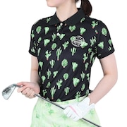 ROSASEN（レディース）ゴルフウェア 吸水 速乾 ストレッチ A-Line サボテンプリント半袖シャツ 048-26441-019