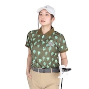 ROSASEN（レディース）ゴルフウェア 吸水 速乾 ストレッチ A-Line サボテンプリント半袖シャツ 048-26441-027