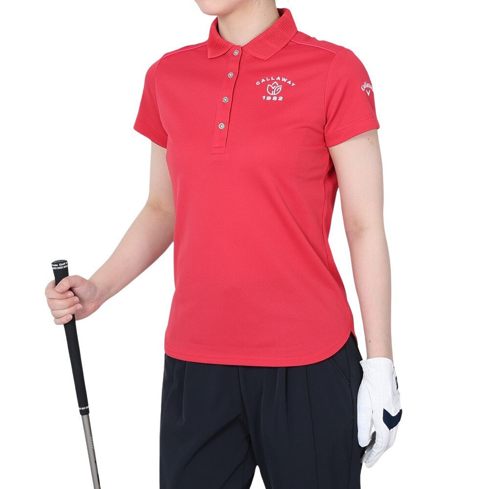 キャロウェイ（CALLAWAY）（レディース）ゴルフウェア 吸汗速乾 UVカット 高通気で涼しい 吸汗速乾 高通気カノコ 半袖ポロシャツ C22134200-1090
