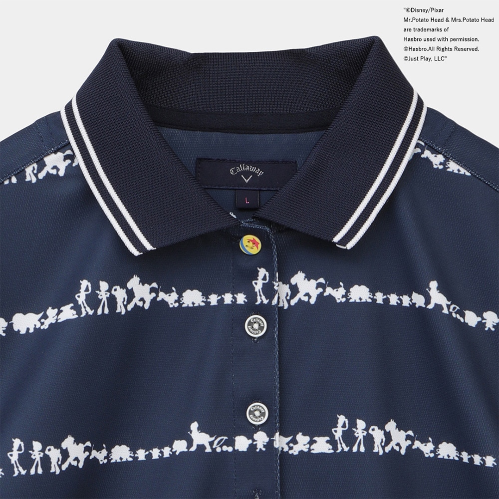 キャロウェイ（CALLAWAY）（レディース）ゴルフウェア シルエットボーダープリントカノコ半袖ポロシャツ C22134224-1120