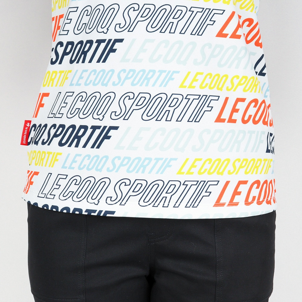 ルコックスポルティフ（lecoqsportif）（レディース）ゴルフウェア 吸汗速乾 UVカット ロゴグラフィック総柄 半袖ポロシャツ QGWTJA05 WH00