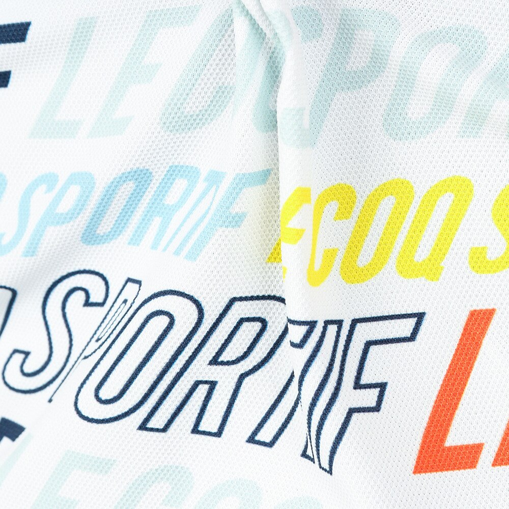 ルコックスポルティフ（lecoqsportif）（レディース）ゴルフウェア 吸汗速乾 UVカット ロゴグラフィック総柄 半袖ポロシャツ QGWTJA05 WH00