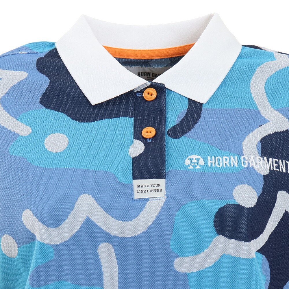 ホーンガーメント（HORN G.M.T）（レディース）ゴルフウェア 吸水 速乾 半袖ポロシャツ Roll over Polo HCW-2A-AP08-BLUE
