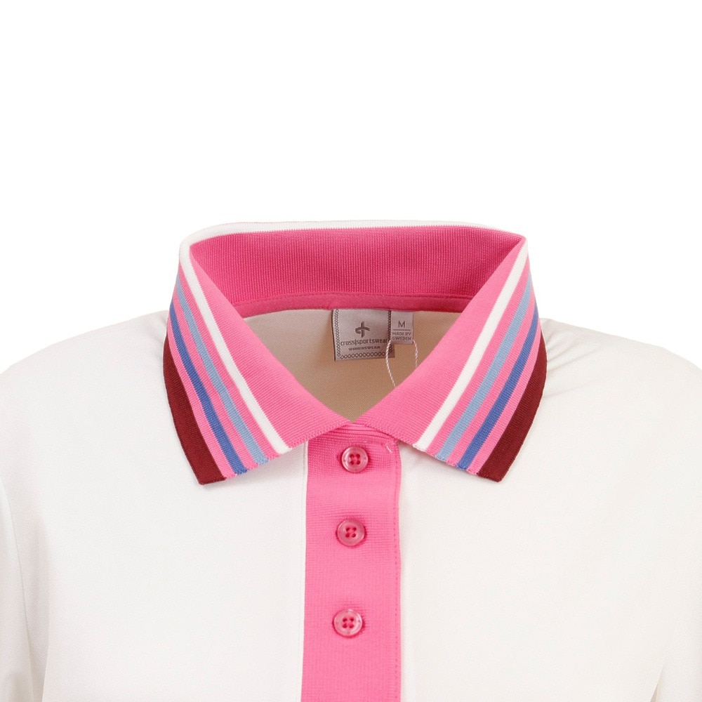 クロススポーツウエア（Cross Sportswear）（レディース）ゴルフウェア 半袖 STRIPE ポロシャツ 2321521-106