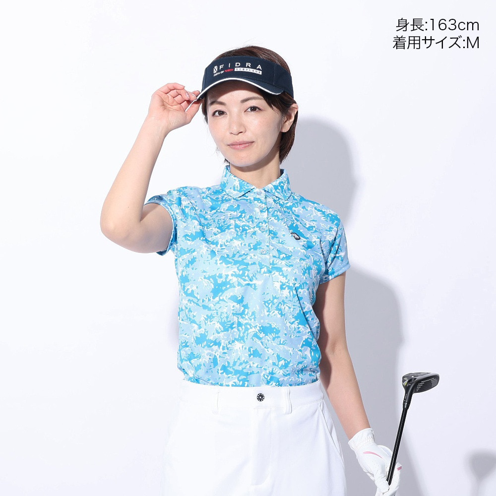 フィドラ（FIDRA）（レディース）ゴルフウェア 冷感 吸汗速乾 氷撃プリント 半袖ポロシャツ FD5MUG30 BLU.