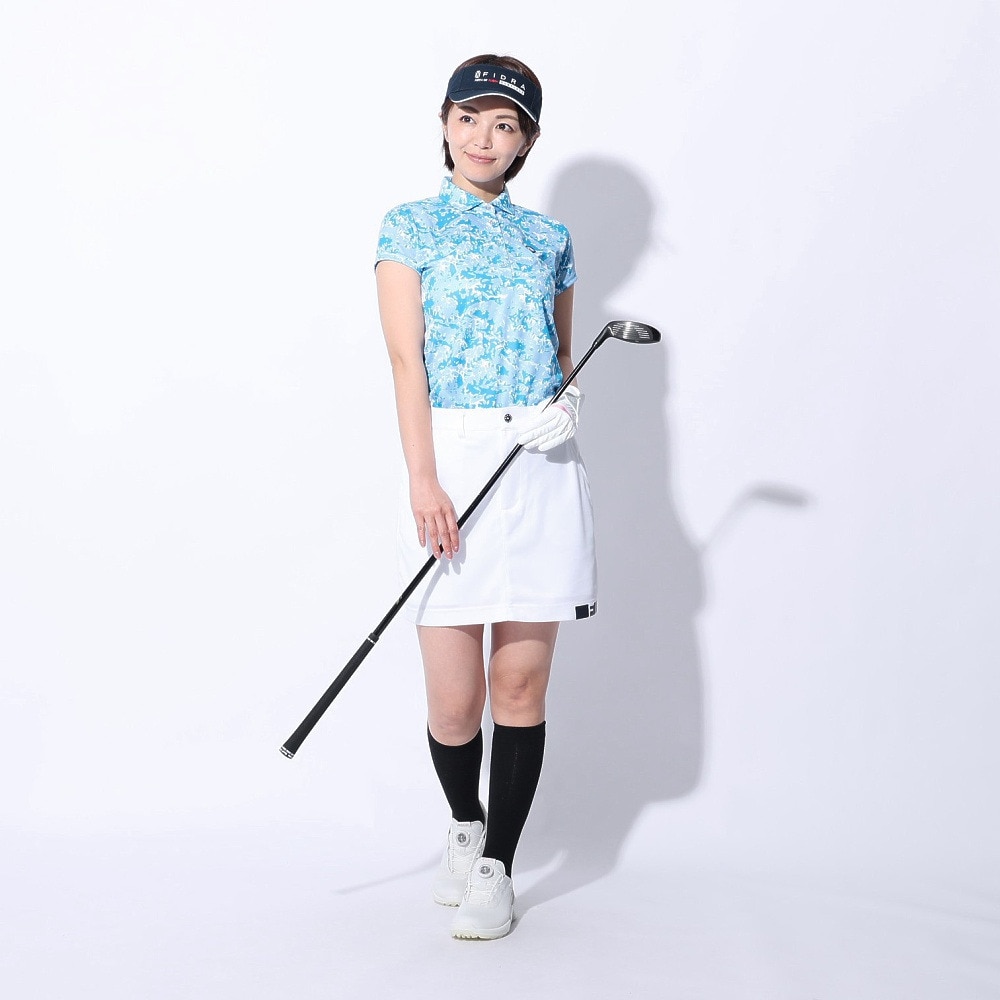 フィドラ（FIDRA）（レディース）ゴルフウェア 冷感 吸汗速乾 氷撃プリント 半袖ポロシャツ FD5MUG30 BLU.
